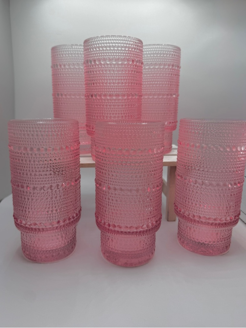 BKLYN Steel Co. Pink Beaded Glass Tumblers - Due to Size 1 Set w/each Purchase - Picture 4 of 6